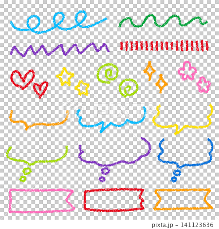 Crayon-style hand-drawn embellishment set Crayon-style hand-drawn embellishment set 141123636