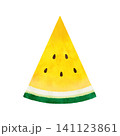 カットした黄色いスイカの手描き水彩風イラスト素材 141123861