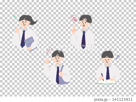 High school boys and girls with various expressions High school boys and girls with various expressions 141123911