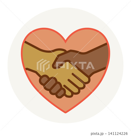 Shaking hands inside a heart line icon symbol of trust collaboration friendship ethical business partnership and love. 141124226