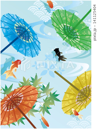 夏の涼しい金魚の夏イメージ背景 夏の涼しい金魚の夏イメージ背景 141125404
