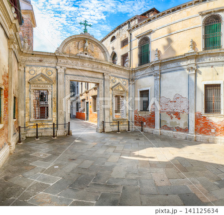 Amazing cityscape of Venice with narrow canals, boats and gondolas and bridges with traditional buildings. Amazing cityscape of Venice with narrow canals, boats and gondolas and bridges with traditional buildings. 141125634