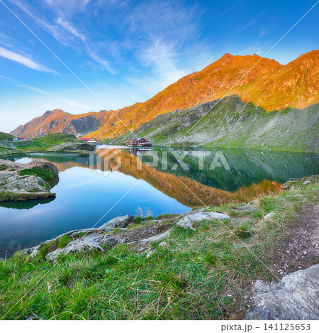 Amazing sunset view of Balea glacier lake near the Transfagarasan road. Amazing sunset view of Balea glacier lake near the Transfagarasan road. 141125653
