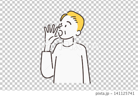 Person speaking loudly - Senior male, yellow Person speaking loudly - Senior male, yellow 141125741