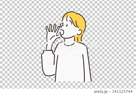 A woman speaking in a loud voice, wearing yellow. A woman speaking in a loud voice, wearing yellow. 141125744