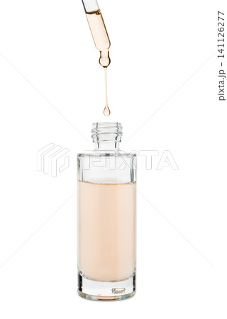 Cosmetic serum bottle with dropper. Cosmetic serum bottle with dropper. 141126277