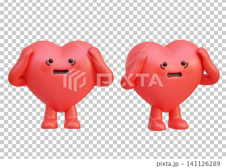 Stressed 3D Heart Character Holding Head in Frustration and Shock Sad Broken Heart Concept Stressed 3D Heart Character Holding Head in Frustration and Shock Sad Broken Heart Concept 141126289