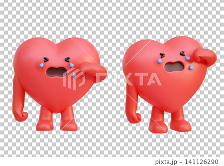 Crying 3D Heart Character Weeping Tears of Sadness Unhappy Broken Heart Emotional Mascot Crying 3D Heart Character Weeping Tears of Sadness Unhappy Broken Heart Emotional Mascot 141126290
