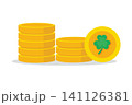 Gold Coins with Shamrock Clover for Saint Patrick's Day Lucky Symbol 141126381