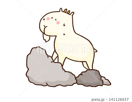 汗をかきながら険しい崖を一生懸命によじ登るヤギ（困難・挑戦） 141126837