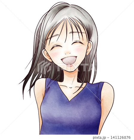 笑顔の若い女性のイラスト2 笑顔の若い女性のイラスト2 141126876