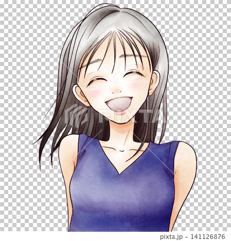 笑顔の若い女性のイラスト2 笑顔の若い女性のイラスト2 141126876