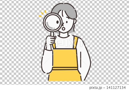 虫眼鏡で確認する店員 シンプル線画イラスト 虫眼鏡で確認する店員 シンプル線画イラスト 141127134