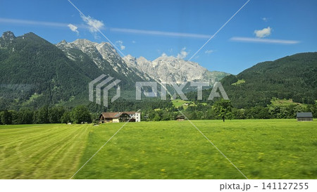 beautiful landscape with a small village beautiful landscape with a small village 141127255