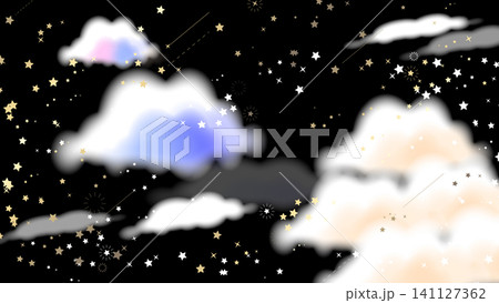 幻想的な雲と星が輝く空の背景素材 幻想的な雲と星が輝く空の背景素材 141127362
