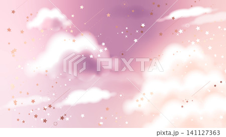 幻想的な雲と星が輝く空の背景素材 幻想的な雲と星が輝く空の背景素材 141127363