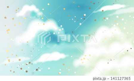 幻想的な雲と星が輝く空の背景素材 幻想的な雲と星が輝く空の背景素材 141127365