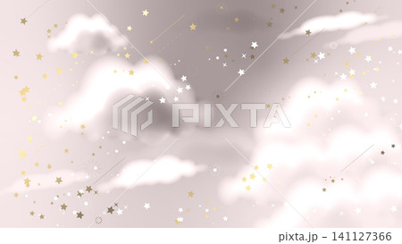 幻想的な雲と星が輝く空の背景素材 幻想的な雲と星が輝く空の背景素材 141127366