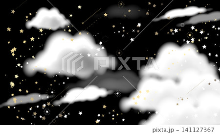幻想的な雲と星が輝く空の背景素材 幻想的な雲と星が輝く空の背景素材 141127367