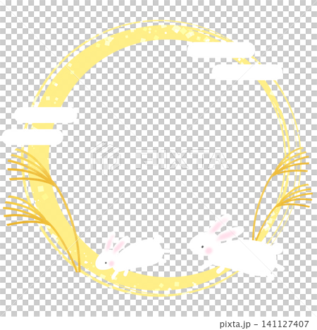 可愛的圓形相框材質,描繪了兩隻兔子賞月的場景,配上蘆葦草和雲朵。 可愛的圓形相框材質,描繪了兩隻兔子賞月的場景,配上蘆葦草和雲朵。 141127407
