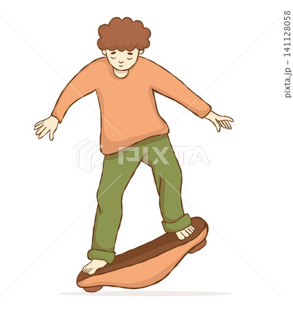 Autism Sensory Integration Therapy Boy. Children Special Education Active Play. ASD Wobble Balance Board Exercise. Colored Hand Drawn Line Art. Vector Illustration. Isolated on White Pediatric Graphic Autism Sensory Integration Therapy Boy. Children Special Education Active Play. ASD Wobble Balance Board Exercise. Colored Hand Drawn Line Art. Vector Illustration. Isolated on White Pediatric Graphic 141128058