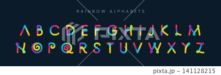 uppercase stylized alphabet font rainbow gradient vector set 141128215
