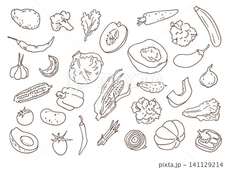 Hand-drawn vegetable collection. Vintage sketch style food illustration set 141129214
