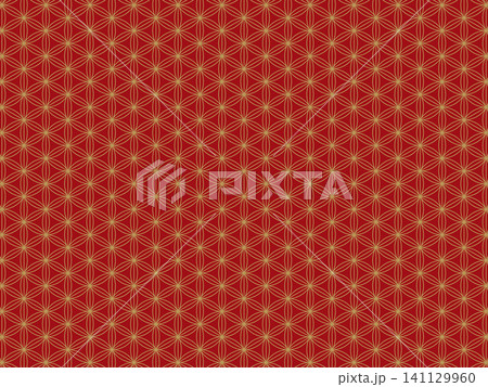 臙脂色と偽金の七宝亀甲の背景 臙脂色と偽金の七宝亀甲の背景 141129960