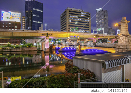 大阪夜景 中之島 難波橋 大阪府大阪市 大阪夜景 中之島 難波橋 大阪府大阪市 141131145
