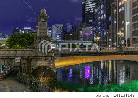 大阪夜景　中之島　難波橋　大阪府大阪市 141131148