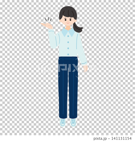 Full-body illustration of a woman guiding Full-body illustration of a woman guiding 141131154