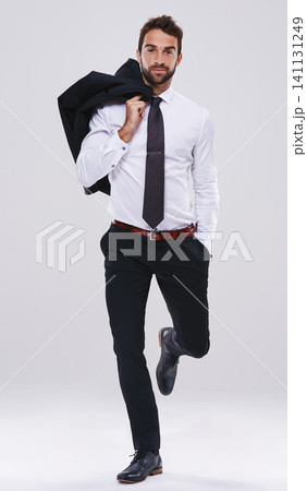 Studio, lawyer and standing with style, confidence and planning for professional fashion. Businessman, attorney and consultant with ideas, vision and startup in career isolated on white background Studio, lawyer and standing with style, confidence and planning for professional fashion. Businessman, attorney and consultant with ideas, vision and startup in career isolated on white background 141131249