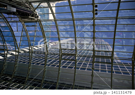 Curved Glass Roof Structure Reveals City Skyline Toronto Canada 141131479