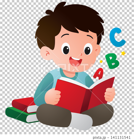 Little Boy Studying Alphabet Letters Little Boy Studying Alphabet Letters 141131541