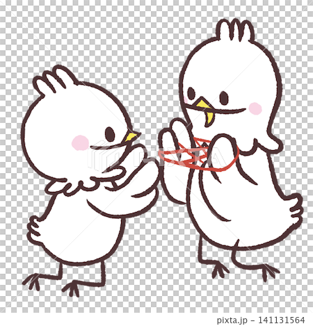 Illustration of a white bird playing cat's cradle Illustration of a white bird playing cat's cradle 141131564