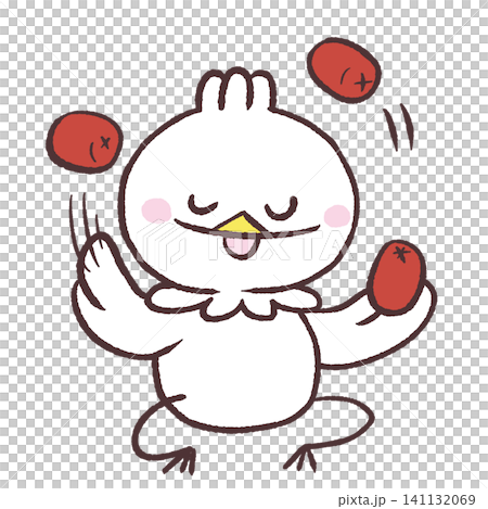 An illustration of a white bird juggling. An illustration of a white bird juggling. 141132069
