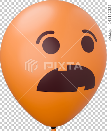 Orange balloon with pumpkin face. Funny Halloween balloon. 3d rendered illustration. Orange balloon with pumpkin face. Funny Halloween balloon. 3d rendered illustration. 141132323