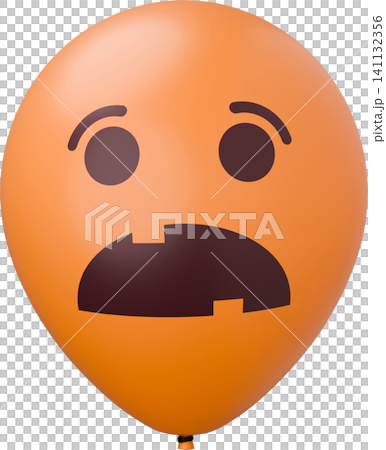 Orange balloon with pumpkin face. Funny Halloween balloon. 3d rendered illustration. Orange balloon with pumpkin face. Funny Halloween balloon. 3d rendered illustration. 141132356
