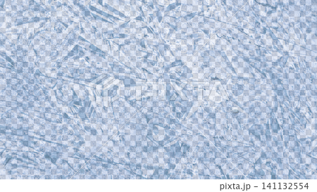 Blue frozen ice crystal texture overlay against transparent checkered background concept of freezing winter weather Blue frozen ice crystal texture overlay against transparent checkered background concept of freezing winter weather 141132554