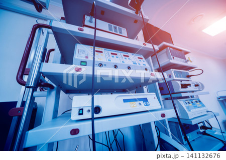 Surgical equipment and medical devices in operating room. 141132676