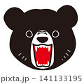大きな口を開けて牙を見せている黒い熊の顔アイコン 141133195