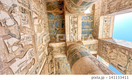 Medinet Habu, the mortuary temple of Ramesses III, located on the west bank of Luxor, Egypt. 141133411