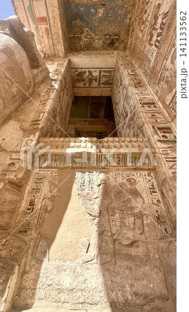 Medinet Habu, the mortuary temple of Ramesses III, located on the west bank of Luxor, Egypt. 141133562