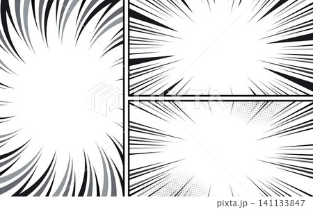 Comic book black and white radial lines background. Manga speed frame. Comic book black and white radial lines background. Manga speed frame. 141133847
