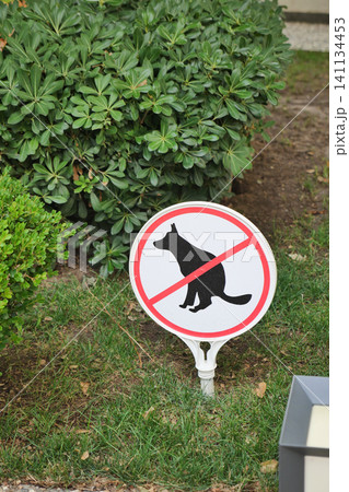 No dogs allowed sign in residential garden area No dogs allowed sign in residential garden area 141134453