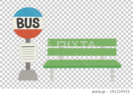 一套公車站牌和綠色長椅的插圖(公車站、時刻表、公共交通圖示素材)。 一套公車站牌和綠色長椅的插圖(公車站、時刻表、公共交通圖示素材)。 141134553