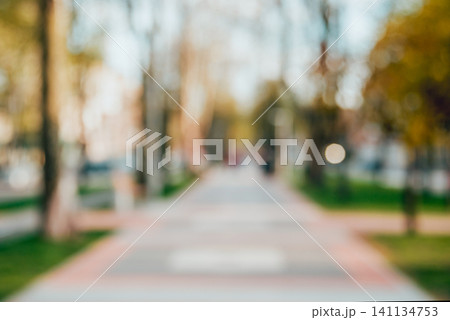 Green city park. Alley bokeh background Green city park. Alley bokeh background 141134753