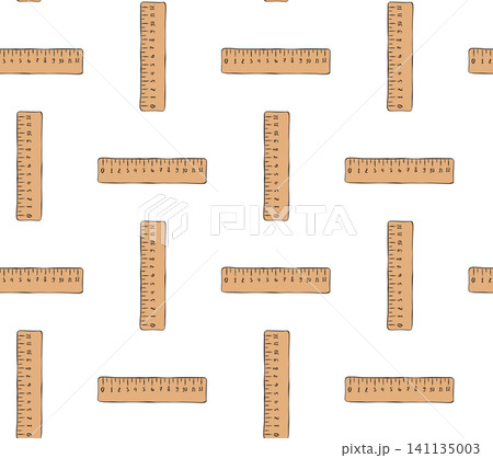 Ruler tool School seamless pattern colored hand drawn illustration. Vector graphic line ink art. Silhouette sign for logo, print, comics, fashion, boards, design, stickers, decoration, posters Ruler tool School seamless pattern colored hand drawn illustration. Vector graphic line ink art. Silhouette sign for logo, print, comics, fashion, boards, design, stickers, decoration, posters 141135003