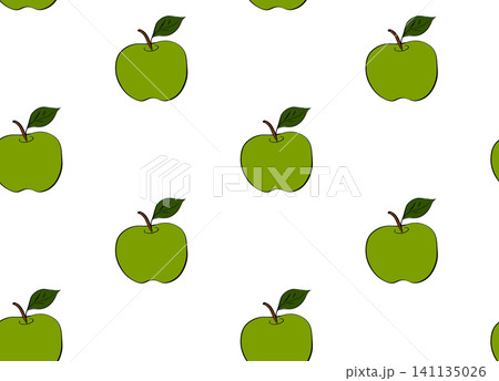 Retro green apple School seamless pattern colored hand drawn illustration. Vector graphic line ink art. Fresh organic healthy fruit background. invitation, holiday banner, postcard. Retro green apple School seamless pattern colored hand drawn illustration. Vector graphic line ink art. Fresh organic healthy fruit background. invitation, holiday banner, postcard. 141135026