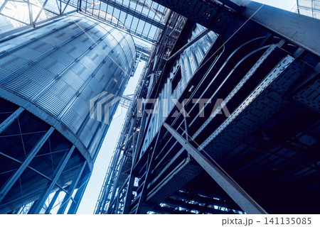 Modern silos for storing grain harvest. Agriculture. Modern silos for storing grain harvest. Agriculture. 141135085